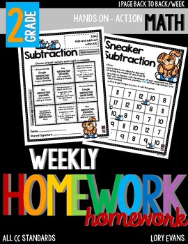 Preview of Common Core Math Homework - Grade 2 - Term 1