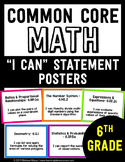 Common Core Math I CAN Posters - 6th Grade