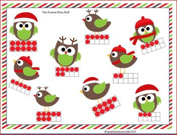 Preview of Christmas Activities Math Bump It Math Center Ten Frames