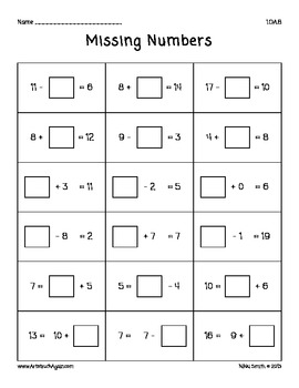 Common Core Math: Missing Numbers (Grade 1) by My Natural Element