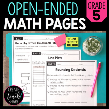Preview of Open-Ended Math Pages - 5th Grade