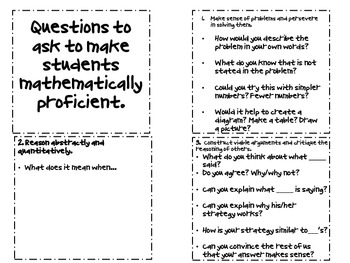 Common Core Math Practices Question Cards by Lorena Reimann | TpT