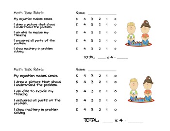 Preview of Common Core Math Rubric for Problem Solving