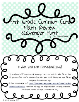 Preview of Common Core Math Scavenger Hunt- First Grade Review