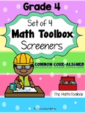 Common Core--Math Screeners--Grade 4  (set of 4)
