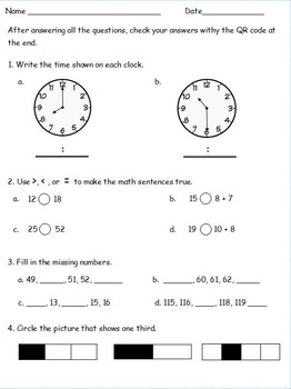 common core math screening tool for the beginning of 2nd grade with excel sheet