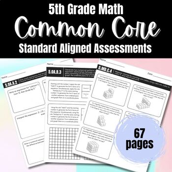 Preview of Common Core Math Standard Aligned Assessments - 5th Grade