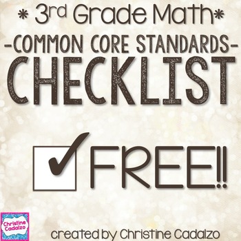 Preview of Common Core Third Grade Math Checklist FREEBIE