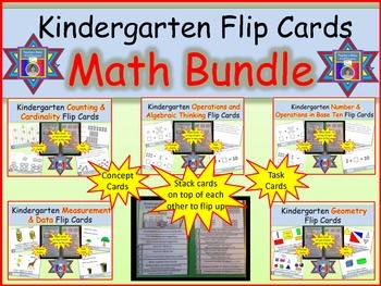 Preview of Common Core Math Standards Flip Cards for Kindergarten - Bundle