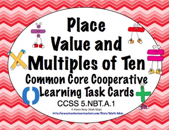 Preview of Common Core Math Task Cards 5th Grade- Place Value & Multiples of Ten: 5.NBT.A.1