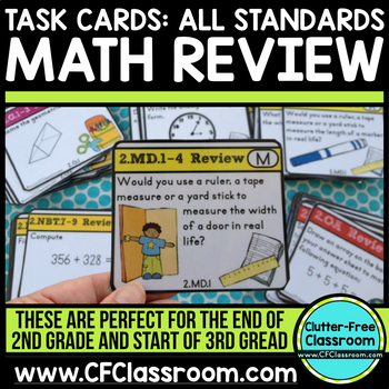 Preview of Common Core Math Task Cards ALL STANDARDS (spiral review for 2nd & 3rd graders)