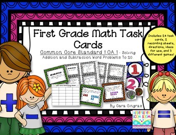 Preview of Addition and Subtraction Word Problems {1st grade} Common Core Math Task Cards