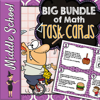 Preview of Common Core Math Task Cards Growing Bundle!