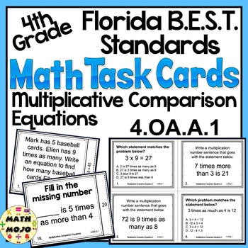Preview of 4th Grade Math Task Cards: Multiplicative Comparison Equations 4.OA.A.1