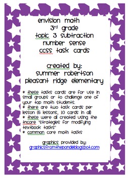 Preview of Common Core Math Task Cards Topic 3 Subtracting