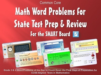 Preview of Math Test Prep Word Problems for Grade 3 & 4 for the SMART Board