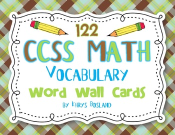 Preview of Common Core Math Vocabulary Cards {122 Word Wall Cards} {Kindergarten} {CCSS}