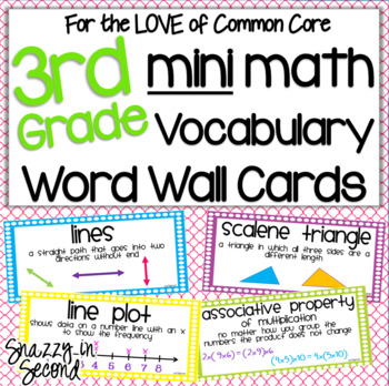 Common Core Math Vocabulary Cards 3rd Grade Mini Tpt