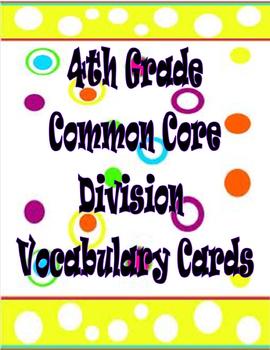 Preview of Common Core Math Vocabulary Cards (Division)