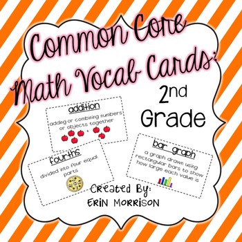 Preview of Common Core Math Vocabulary Cards: Grade 2