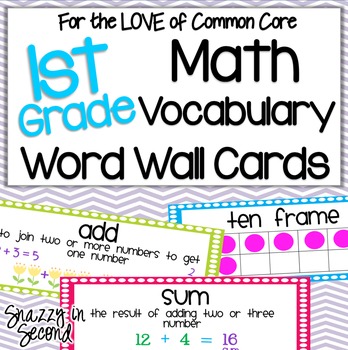 Preview of Math Vocabulary Cards for 1st Grade {Common Core}