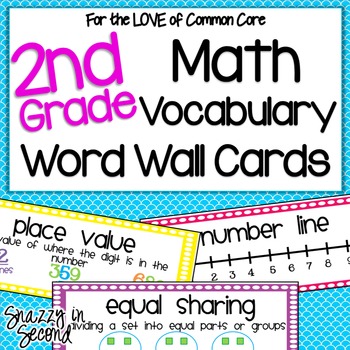Preview of Math Vocabulary Cards for 2nd Grade {Common Core}