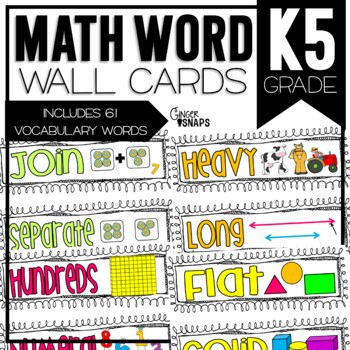 Preview of Kindergarten Math Word Wall - Vocabulary Cards
