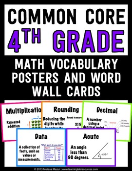 Common Core Math Vocabulary Posters and Word Wall Words - 4th (Fourth