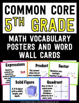 Common Core Math Vocabulary Posters and Word Wall Words - 5th (Fifth) Grade