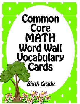 Preview of Common Core Math Vocabulary Word Wall Cards Sixth Grade