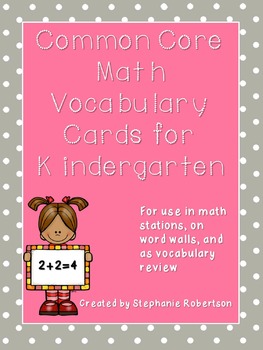 Preview of Common Core Math Vocabulary for Kindergarten