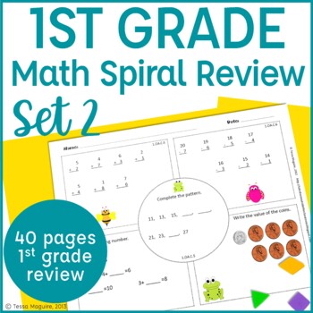 Preview of 1st Grade Math Spiral Review | Morning Work | Homework | Set 2