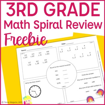 Preview of 3rd Grade Math Spiral Review | Morning Work | Homework | Free