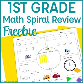 Preview of 1st Grade Math Spiral Review | Morning Work | Homework | Free