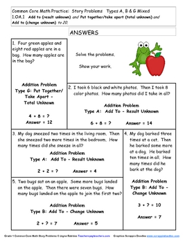 common core math worksheets word problems