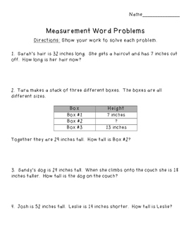 Common Core Measurement: Word Problems and Using a Number Line | TPT