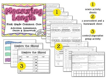 Common Core Measuring Length (First Grade Math Activities) by Today's