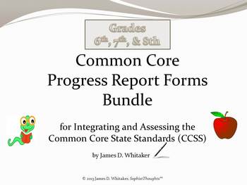 Preview of Common Core Middle School ELA Grades 6,7, and 8 Progress Report Bundle