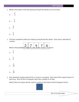 Preview of Common Core Mock State Assessment 8th Grade