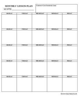 Common Core Monthly Lesson Plan Template By Have Fun Teaching Tpt