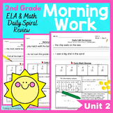 2nd Grade Morning Work Math and ELA Daily Spiral Review UNIT 2
