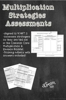Preview of Common Core Multiplication Strategies Assessments 4th and 5th Grade