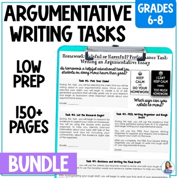 Preview of Middle School ELA Argumentative Writing Activities - 3 Argumentative Essay Units