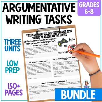 Preview of Middle School ELA Argumentative Writing Activities - 3 Argumentative Essay Units