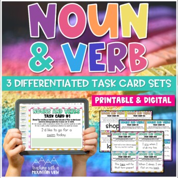 Preview of Noun and Verb Task Cards