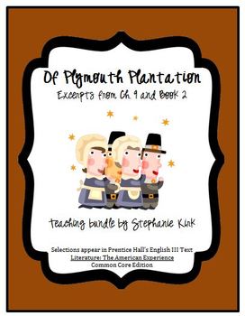 Preview of Common Core "Of Plymouth Plantation" Lesson Plan, Reading Guide, PPT with KEY!
