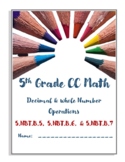 Common Core Grade 5 Math Operations with Decimals and Whol