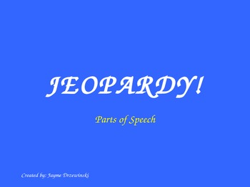 common core parts of speech jeopardy game by mrs d grade 3 tpt