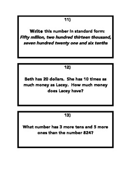 Preview of EnVision Math Topic 1 Place Value Task Cards 5.NBT.1 and 5.NBT.3