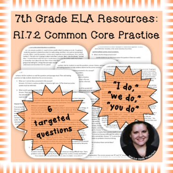 Preview of Common Core Practice RI.7.2 - 3-5 mini lessons